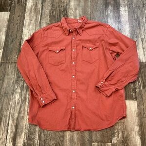 Levi's Men's Brick Red Casual Button Down Shirt